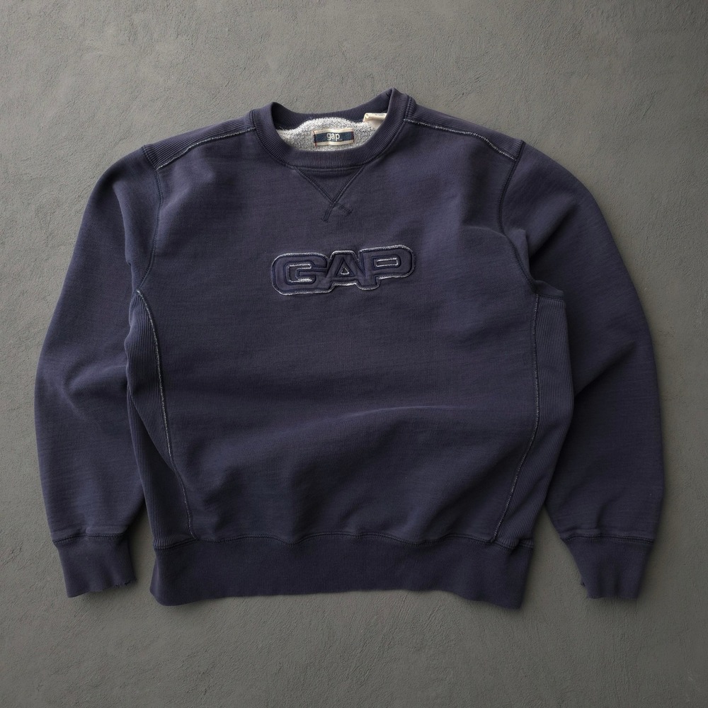 Vintage 2000s Sweatshirt Medium Blue Crewneck Spellout Gap
